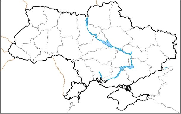 Политическая карта Украины - чистый шаблон